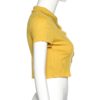 Fashion Ribbed bodycon solid turn down collar crop top - Image 4