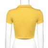 Fashion Ribbed bodycon solid turn down collar crop top - Image 5