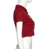 Fashion Ribbed bodycon solid turn down collar crop top - Image 7