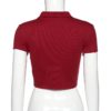 Fashion Ribbed bodycon solid turn down collar crop top - Image 8