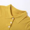 Fashion Ribbed bodycon solid turn down collar crop top - Image 9