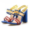 Stiletto Heel Sandals Open Toe Color Block Women's Shoes