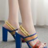 Stiletto Heel Sandals Open Toe Color Block Women's Shoes - Image 2