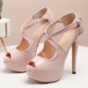Stiletto Heel Sandals Peep Toe Criss-Cross Women's Shoes - Image 2