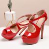 Stiletto Heel Sandals Peep Toe Criss-Cross Women's Shoes - Image 3
