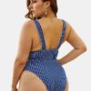 Striped Backless Deep Necklines High Leg Swimwear - Image 3