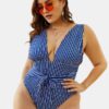 Striped Backless Deep Necklines High Leg Swimwear - Image 4