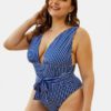 Striped Backless Deep Necklines High Leg Swimwear - Image 5