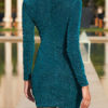 Stripes Long Sleeves Lace Up Sexy V-Neck Layered Body Conscious Dress Sheath Dress - Image 4