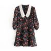 Stylish Half Sleeve Embroidery Floral Short Dress - Image 2