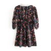 Stylish Half Sleeve Embroidery Floral Short Dress - Image 3