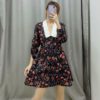 Stylish Half Sleeve Embroidery Floral Short Dress