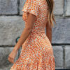 Sunflower V Neck Ditsy Printed Short Sleeve Beach Mini Dress - Image 2