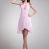 Sweet Floral One-Shoulder Chiffon Short Fashion Bridesmaid Dress - Image 2