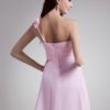 Sweet Floral One-Shoulder Chiffon Short Fashion Bridesmaid Dress - Image 7