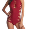 Swimsuits Polka Dot Cut Out Jewel Neck Backless Beach Swimming Suits - Image 2