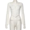 Thin Ribbed Knitted butterfly long sleeve crop top - Image 13