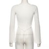 Thin Ribbed Knitted butterfly long sleeve crop top - Image 16