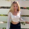 Thin Ribbed Knitted butterfly long sleeve crop top - Image 9
