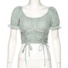 Trend French romance pleated pleated slim fit crop top - Image 10