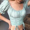 Trend French romance pleated pleated slim fit crop top - Image 3