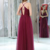 Tulle V Neck A Line Sleeveless Split Front Floor Length Party Prom Dresses - Image 2