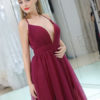 Tulle V Neck A Line Sleeveless Split Front Floor Length Party Prom Dresses - Image 3