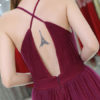 Tulle V Neck A Line Sleeveless Split Front Floor Length Party Prom Dresses - Image 4