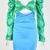 Two Tone Cut Out Twisted Satin Bodycon Dress - Image 3