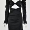 Two Tone Cut Out Twisted Satin Bodycon Dress - Image 4