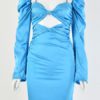 Two Tone Cut Out Twisted Satin Bodycon Dress - Image 8