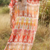 V Neck Chiffon Modern Geometric Tube Maxi Dress