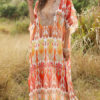 V Neck Chiffon Modern Geometric Tube Maxi Dress - Image 2