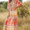 V Neck Chiffon Modern Geometric Tube Maxi Dress - Image 3