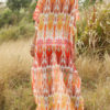 V Neck Chiffon Modern Geometric Tube Maxi Dress - Image 4