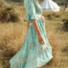 V-Neck Half Sleeves Floral Print Layered Beach Dress - Image 2
