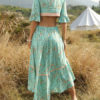 V-Neck Half Sleeves Floral Print Layered Beach Dress - Image 3