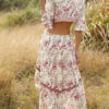 V-Neck Half Sleeves Floral Print Layered Beach Dress - Image 5