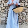 V-Neck Holiday Beach Sundress A-Line Pleated Maxi Dress