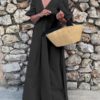 V-Neck Holiday Beach Sundress A-Line Pleated Maxi Dress - Image 3