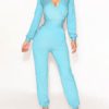 V Neck Long Sleeve Stretch Jumpsuit - Image 2