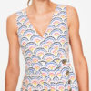 V Neck Print Buttons Knee Length Beach Dress - Image 4