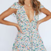 V-Neck Printed Backless Sexy Beach Mini Dress