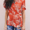 V Neck Sexy Printed Short Sleeves Tops
