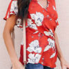 V Neck Sexy Printed Short Sleeves Tops - Image 4