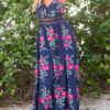 V-Neck Sleeveless Floral Print Long Dress