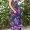 V-Neck Sleeveless Floral Print Long Dress - Image 2