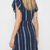 V Neck Stripes Buttons Up Beach Mini Dress - Image 3