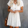 V Neck Stripes Short Beach Mini Dress - Image 2