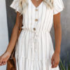 V Neck Stripes Short Beach Mini Dress - Image 4